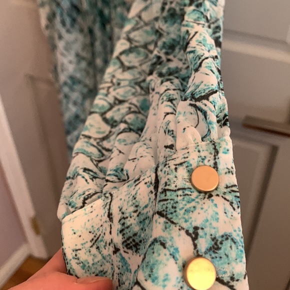 Snakeskin turquoise maxi dress with slits at both thighs. - Picture 10 of 11